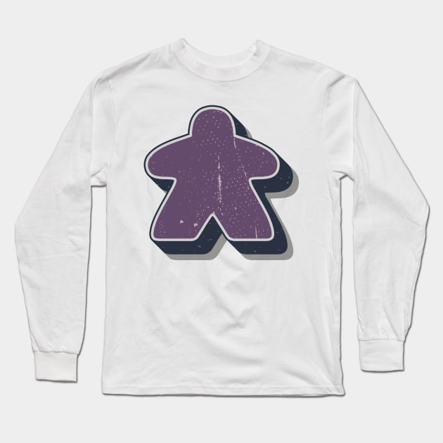 Retro Board Game Meeple Long Sleeve T-Shirt by Beam Geeks